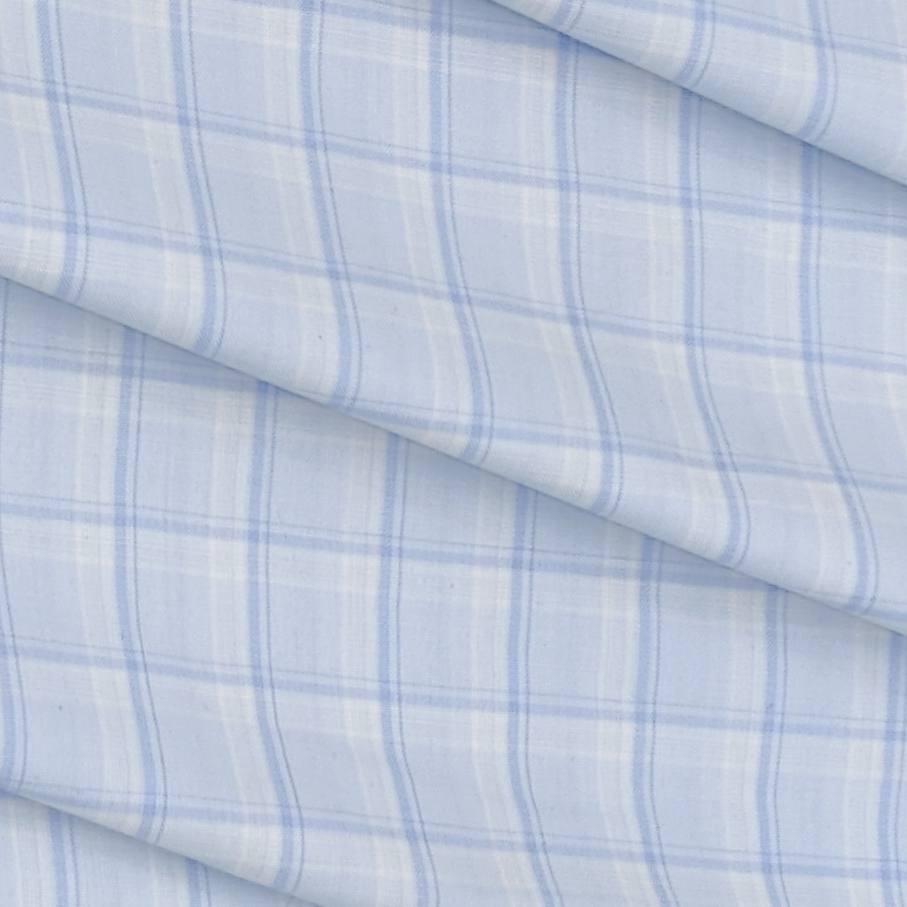Shirt Fabric Arvind Cotton Blended Check Colour Light Blue